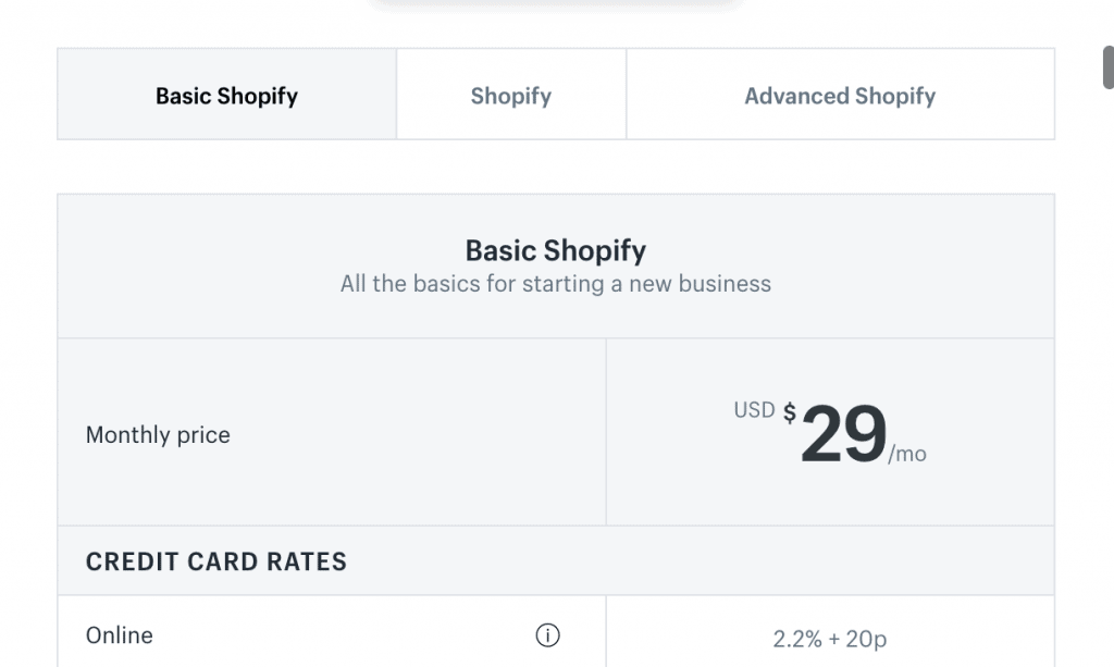 shopify pricing different