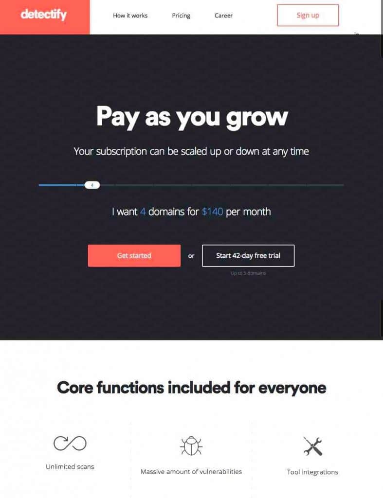 Pricing Pages detectify