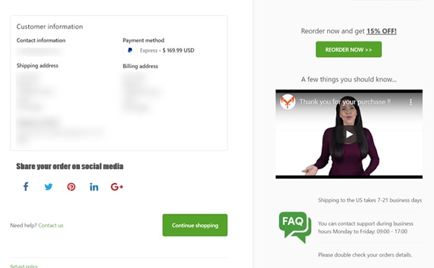 shopify thank you video