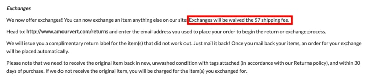 Exchange Policy
