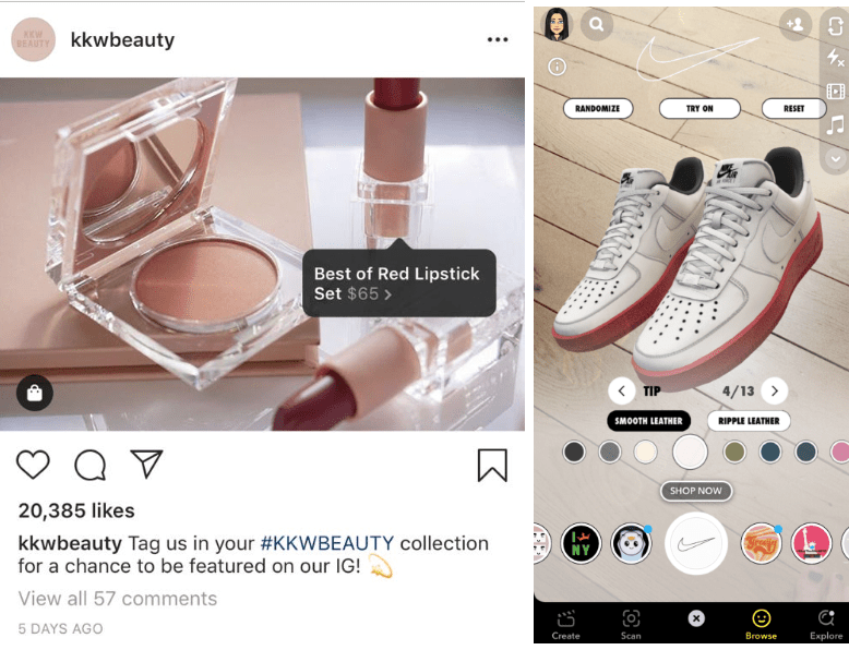 social commerce images from snapchat and instagram