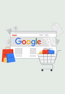How to migrate to the new Google Sales Channel - Google online store and shopping cars and bags next to it