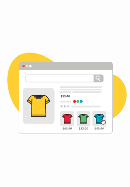 Have Profitable Prices with Product Variant Tracking- A shopping page with a t-shirt with three different color and variant prices.