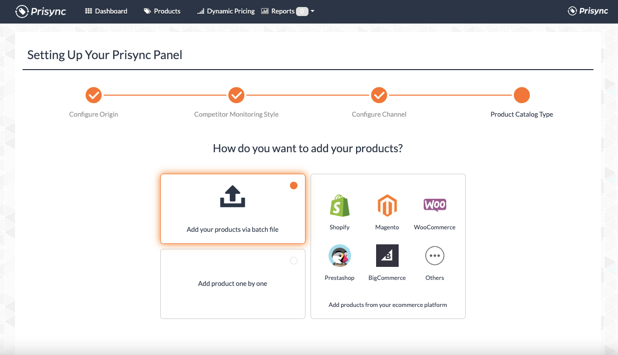 setting up your Prisync panel