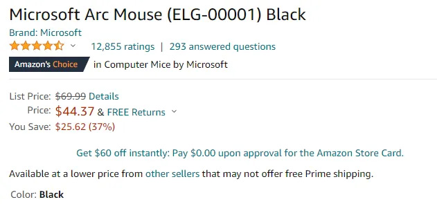 microsoft arc mouse price dashboard