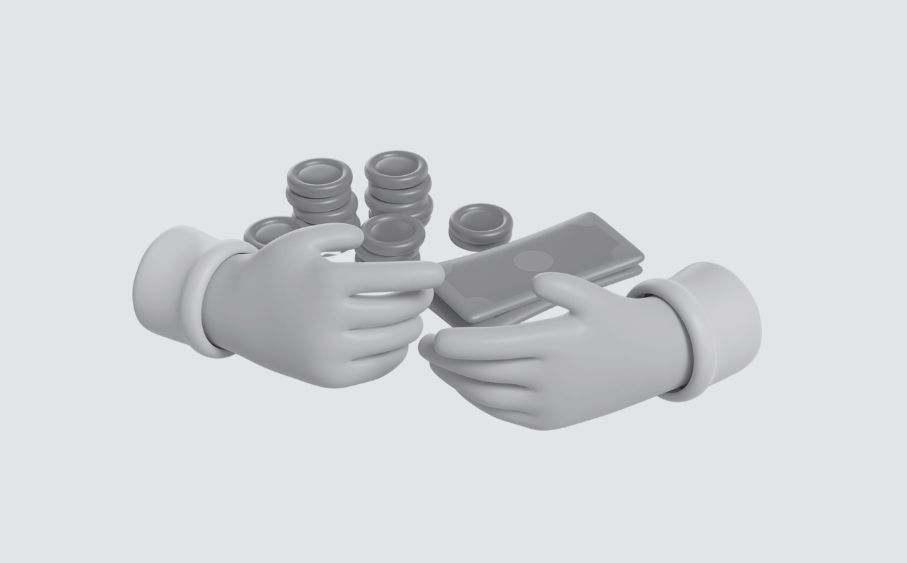 hands holding money and coins