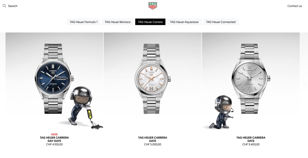 Tag Heuer even pricing example